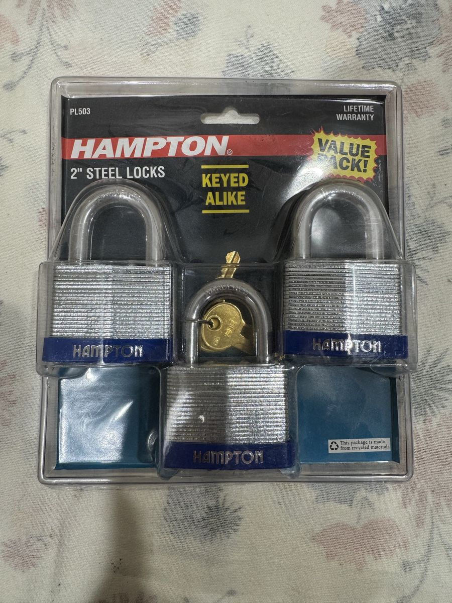 Hampton 2" Laminated Steel Padlocks 3-Pack Keyed Alike PL503