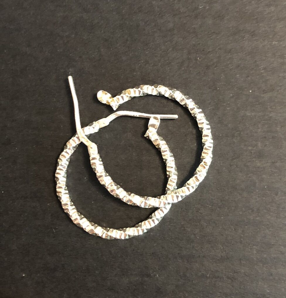 1 Diamond Cut Twist Hoop Earrings