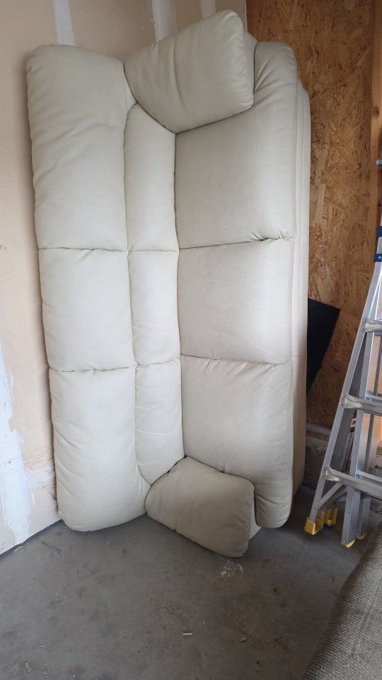 cream faux leather couch
