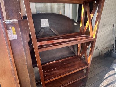 Wooden Bookshelf Shelving Unit with X-Brace Design