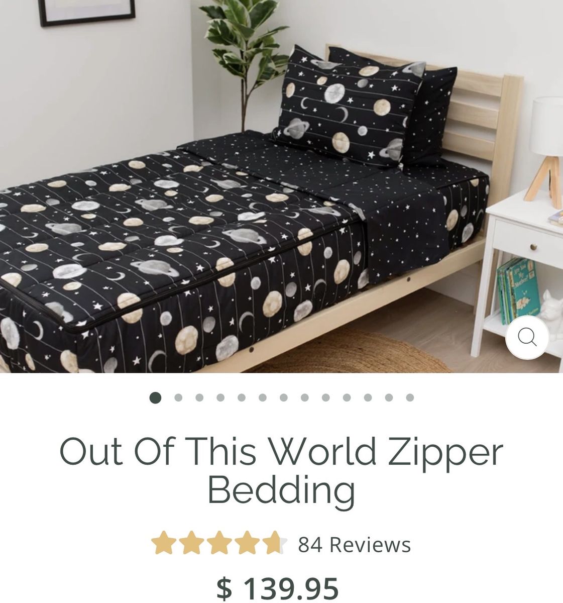 Out Of This World Zipper Bedding Space Planet Print