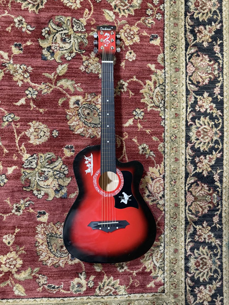 Dakesi Junior Acoustic Guitar Red Burst with Gig Bag