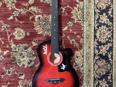 Dakesi Junior Acoustic Guitar Red Burst with Gig Bag