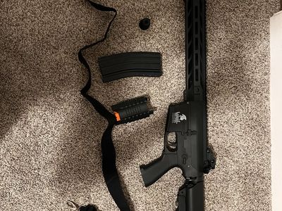 Lancer Tactical LT-15 M4 Airsoft Rifle AEG - Black, w/ Magazine, Sling, Foregrip
