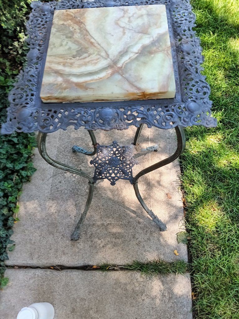 Vintage Marble top Victorian plant stand .