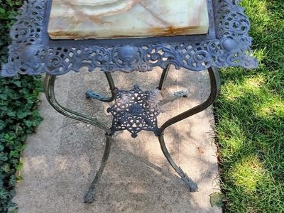 Vintage Marble top Victorian plant stand .