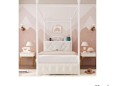 Canopy Bed Frame Twin With Drawer