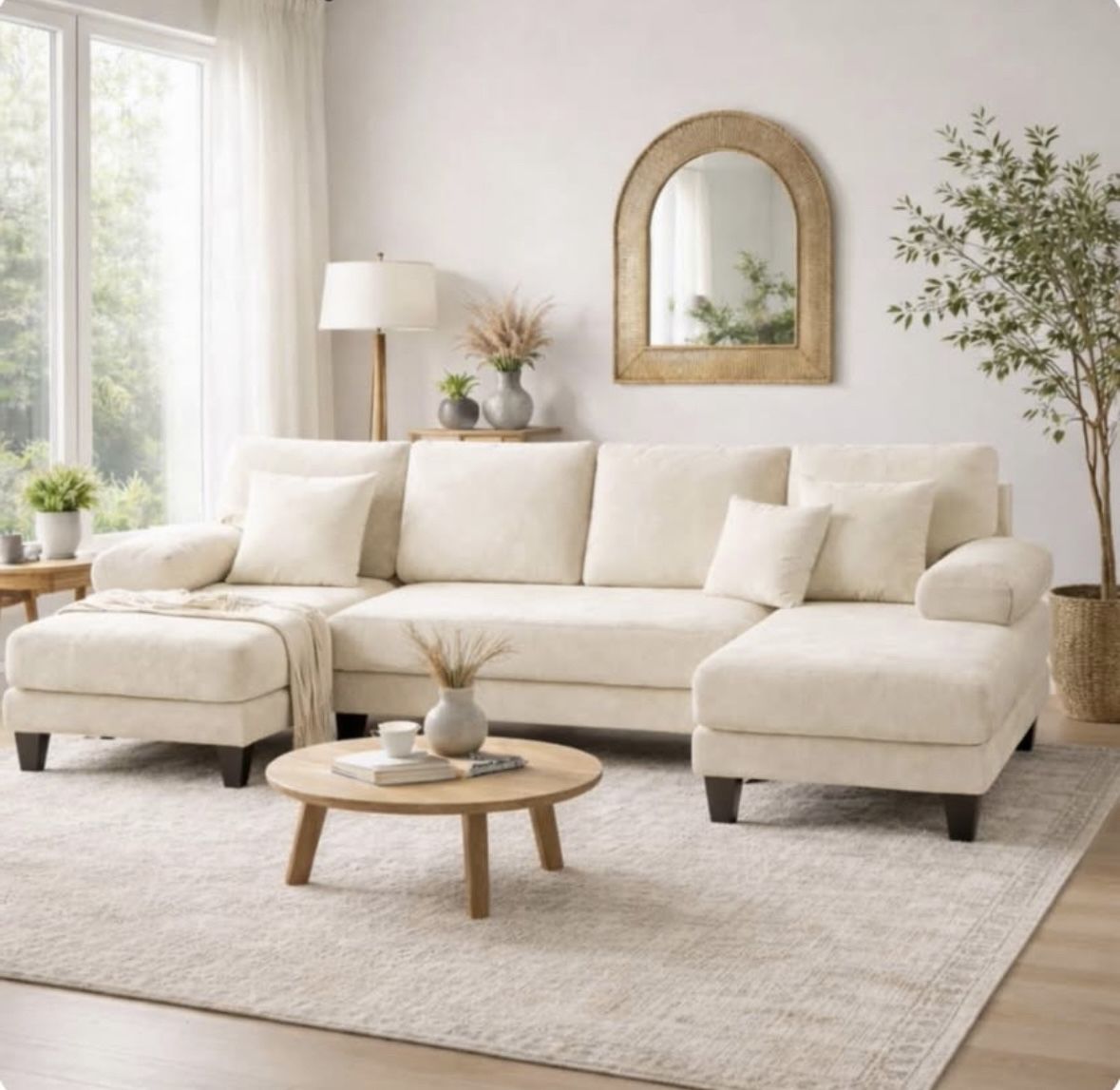 NEW U-Shaped Sectional soft cream Velvet/velour