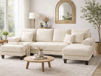 NEW U-Shaped Sectional soft cream Velvet/velour