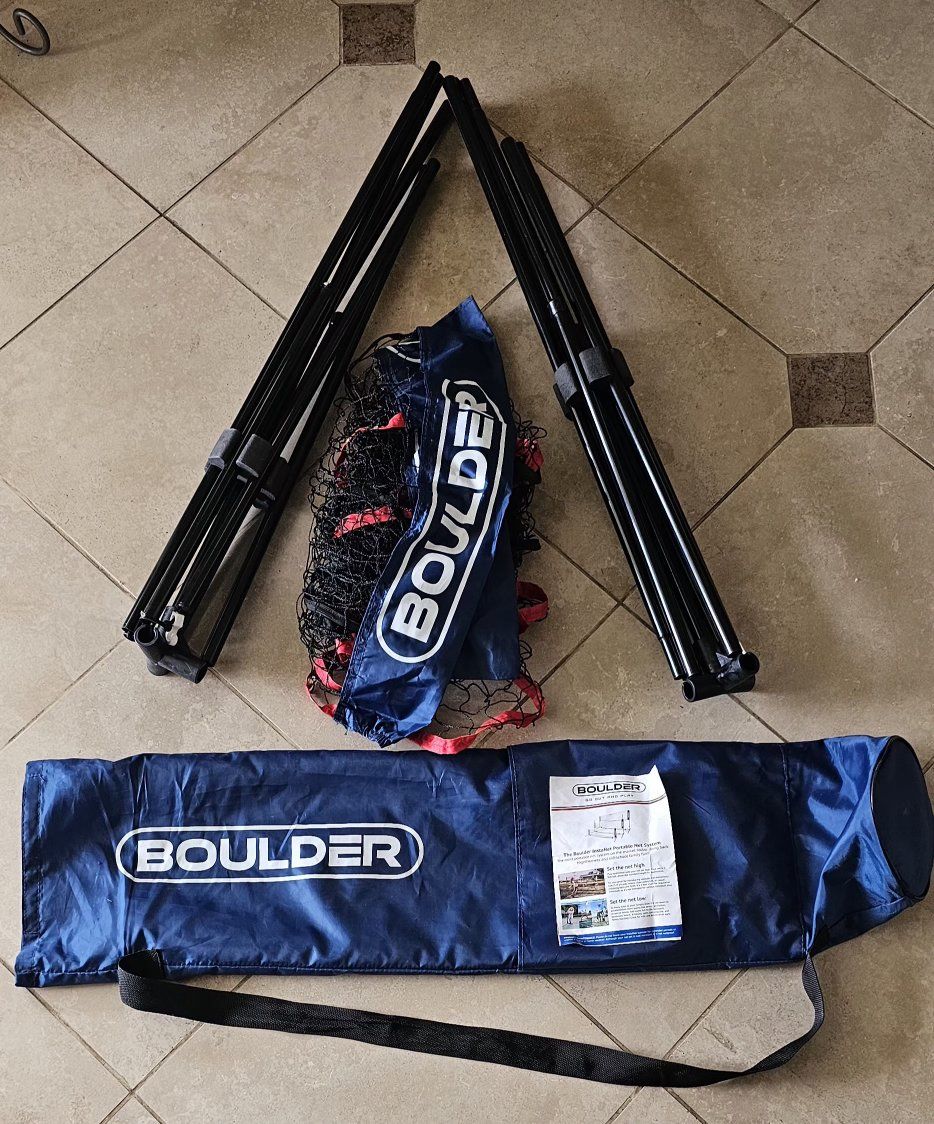 Boulder Portable Badminton/Volleyball Net System - Full Set with Carry Bag 14Ft Net