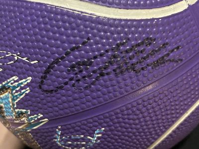 Utah Jazz, mini purple basketball autographed