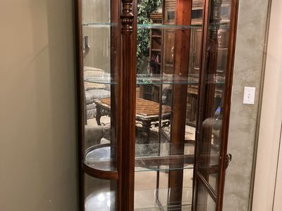 Pulaski Empire Style Cherry Wood Curio Display Cabinet With Interior Lighting