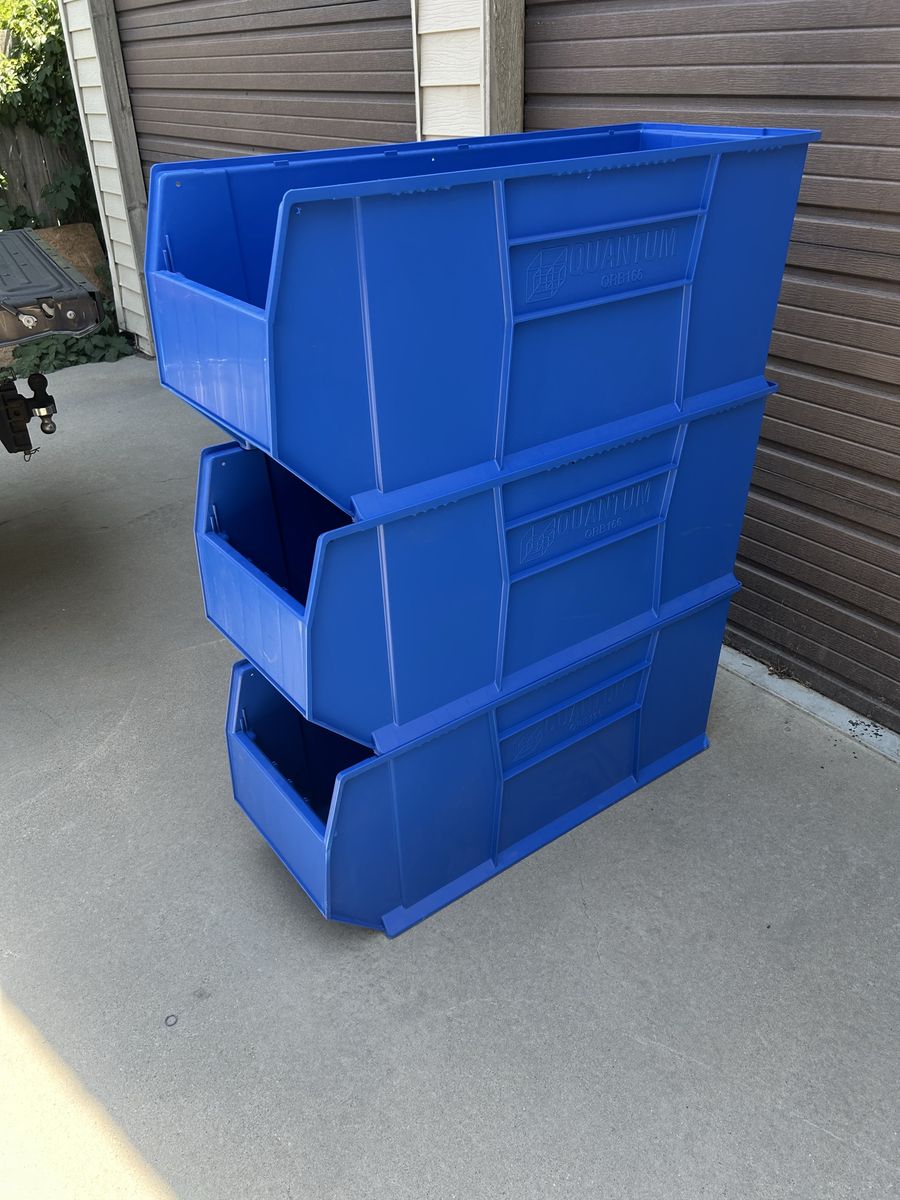 Quantum Storage Systems Blue Stackable Flow Rack Bins - Set of 3