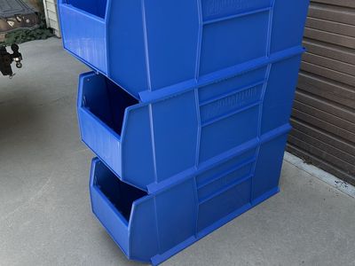 Quantum Storage Systems Blue Stackable Flow Rack Bins - Set of 3