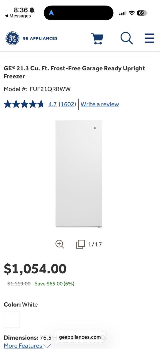 GE 21.3 upright freezer