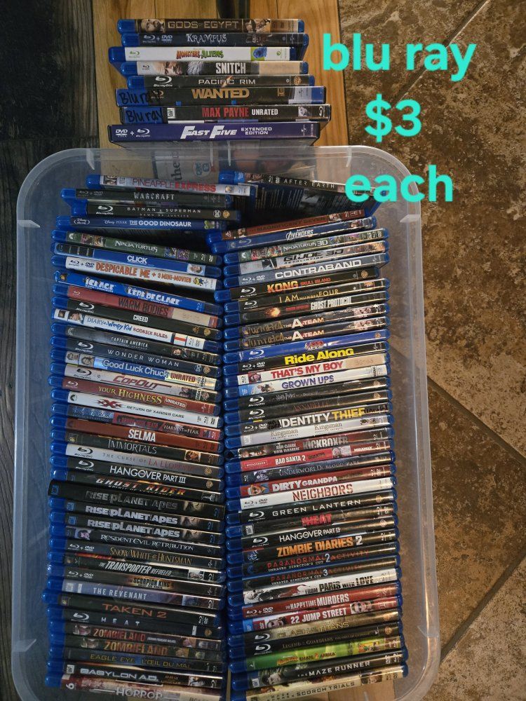 Dvd's $1 blu ray $3