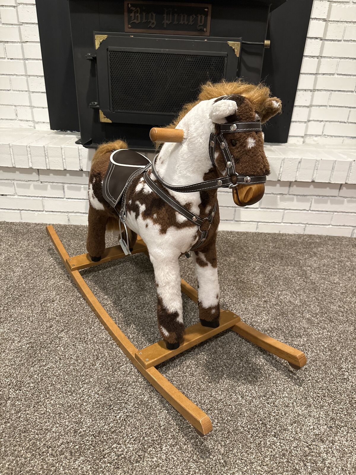 Childrens Brown And White Rocking Horse