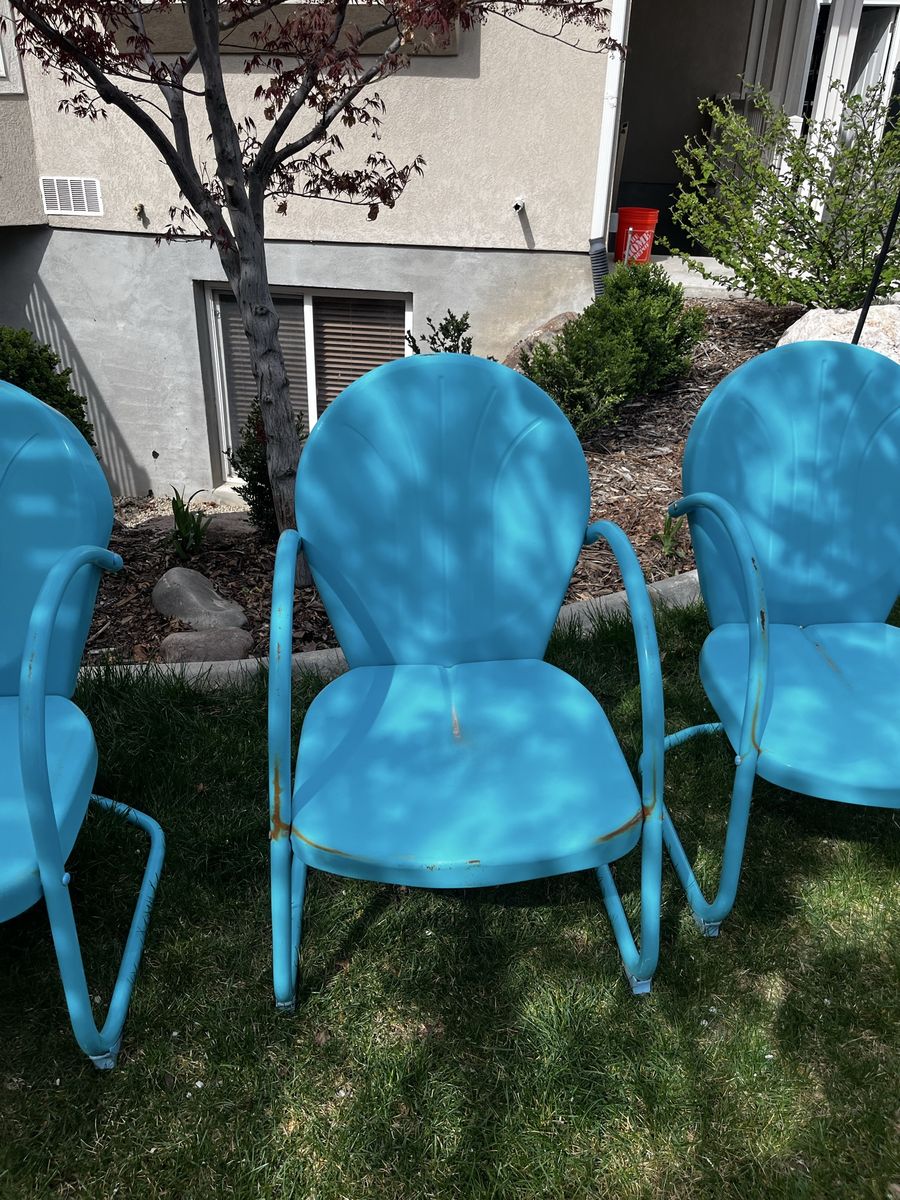 Retro metal patio chairs