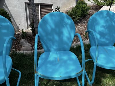 Retro metal patio chairs