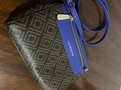 Liz Claiborne Monogram Blue Crossbody Bag Adjustable Strap Small Purse
