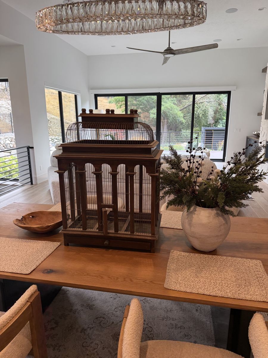 Pottery Barn Architectural Wooden Decorative Bird Cage with Arched Pillars
