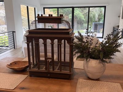 Pottery Barn Architectural Wooden Decorative Bird Cage with Arched Pillars