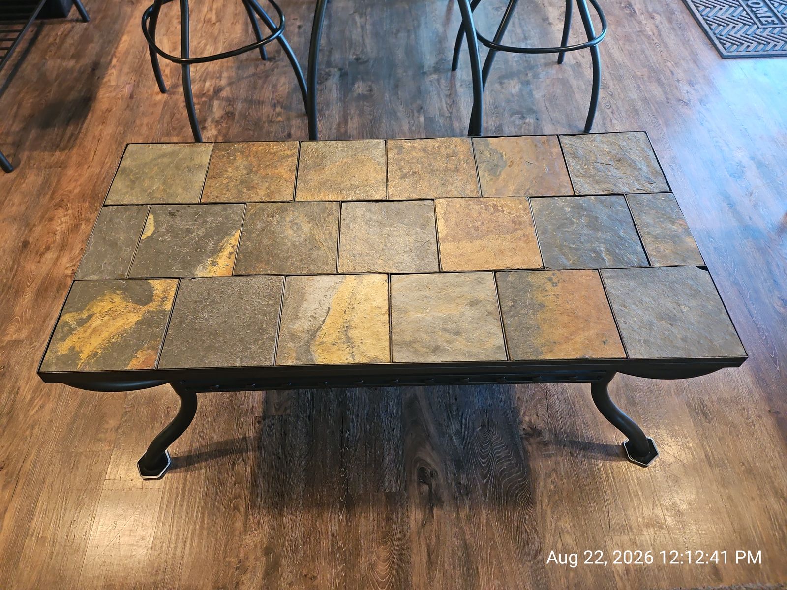 Ashley Furniture Signature Design Collections Slate Tile Top Coffee Table with Metal Base 48x24