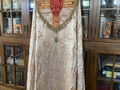 Vintage Pre-Vatican II Roman Catholic Cope - Chi-Rho Damask (1930s-1950s)