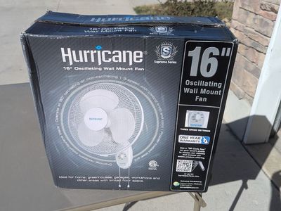 Hurricane 16" Oscillating Wall Mount Fan – Supreme Series – New in Box