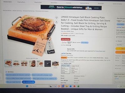 UMAID Himalayan Salt Block Cooking Plate 8x8x1.5 Food Grade Pink Stone with Steel Tray & Recipe Book & Storage Case