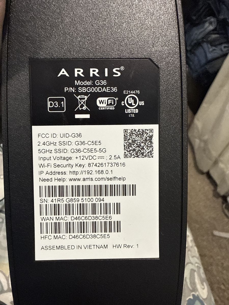 Arris g36 Cable Modem