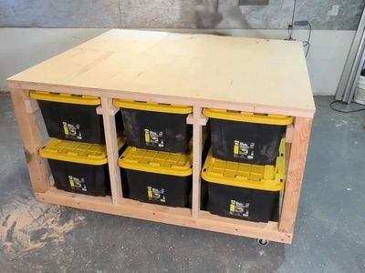 Custom built 27 gal garage tote organizers