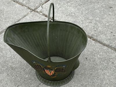 Vintage Metal Coal Scuttle Pail Bucket