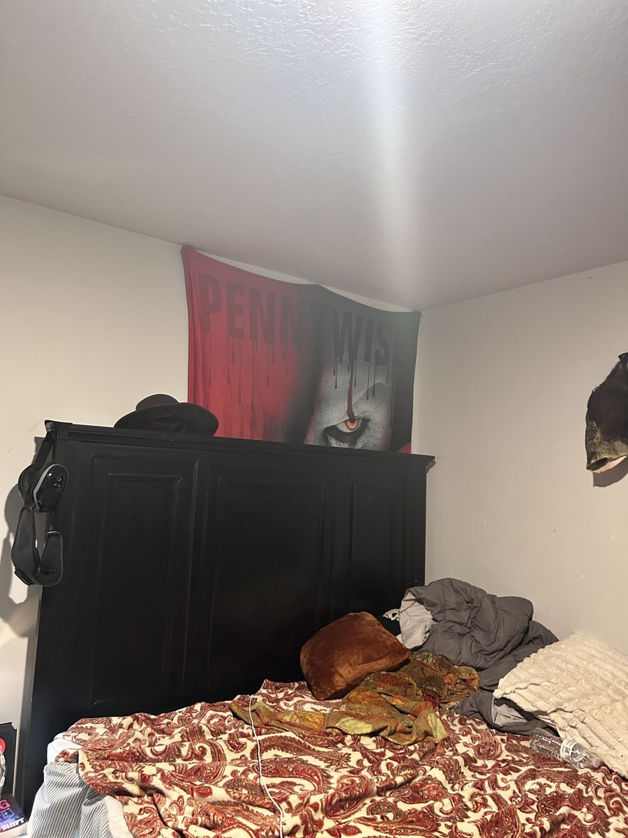 Queen bed with bed frame