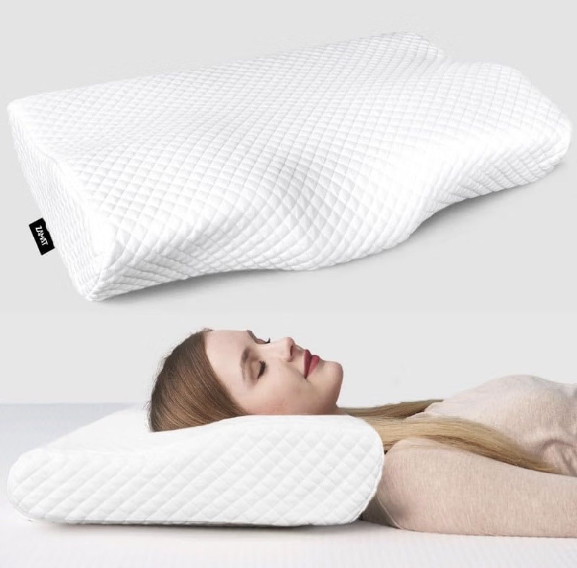 ZAMAT Contour Memory Foam Pillows for Neck Pain Relief - Set of 2