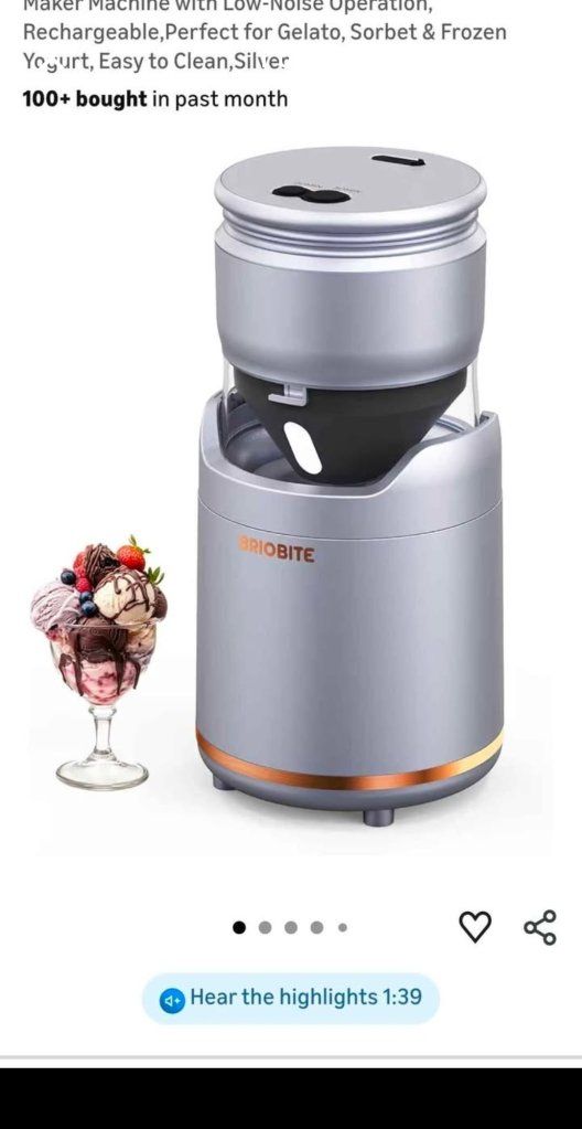 Rechargeable Ice Cream Machine - Gelato, Sorbet & Frozen Yogurt Maker