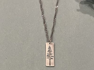 Silver Pine Tree Pendant Necklace
