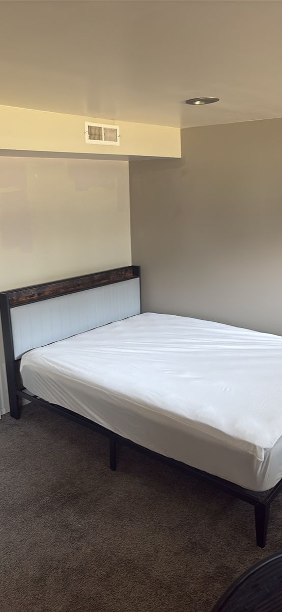 Queen Platform Bed Frame w/ Upholstered Headboard 
