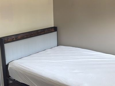 Queen Platform Bed Frame w/ Upholstered Headboard