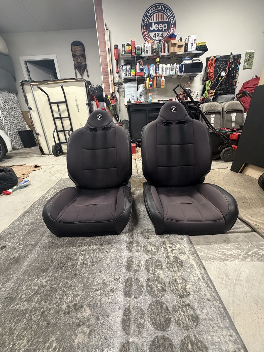 Corbeau Seats Black Cloth Racing Seats Pair with Harness Openings