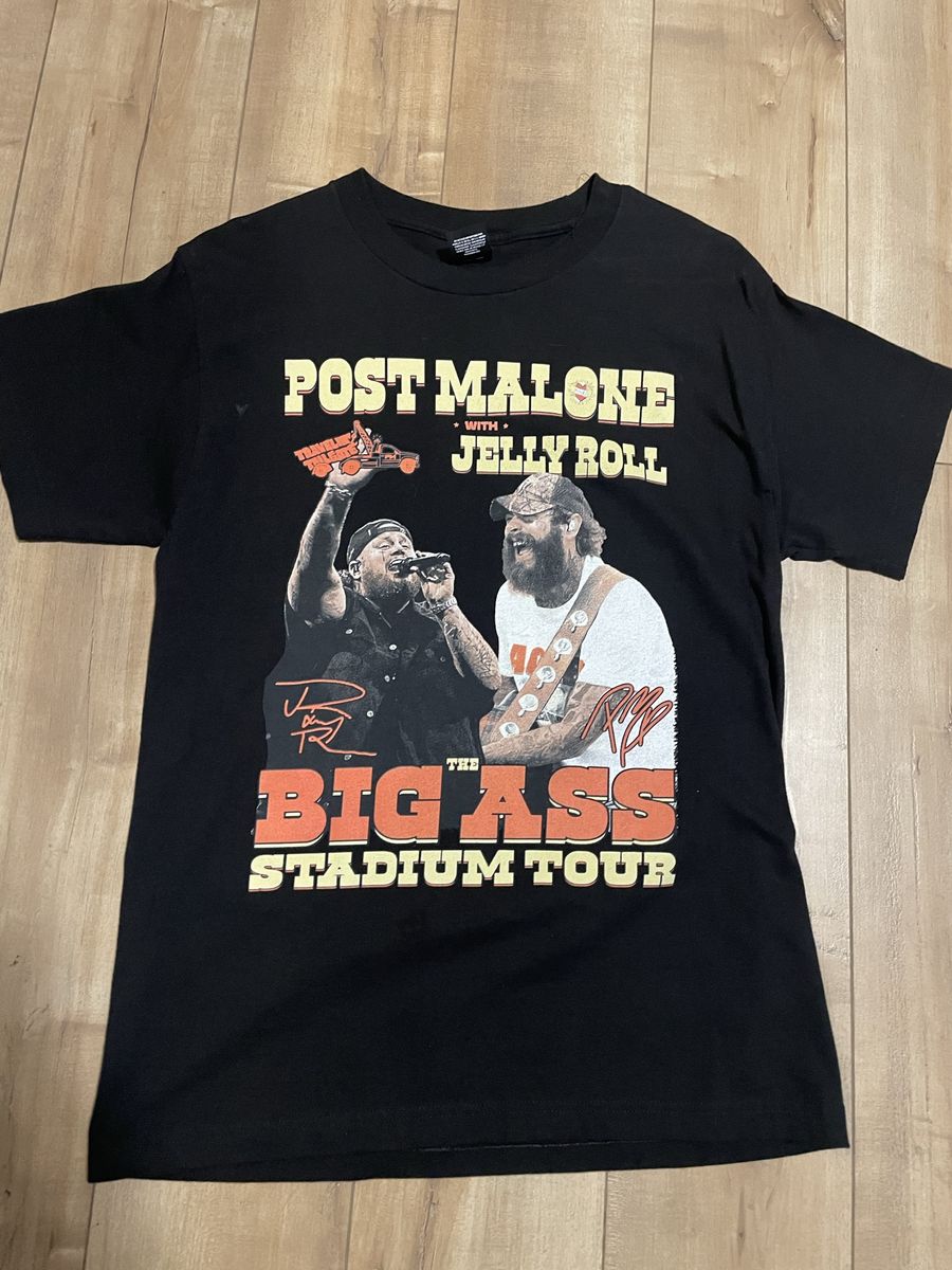 Post Malone x Jelly Roll The Big Ass Stadium Tour Black T-Shirt with Tour Dates - Size M