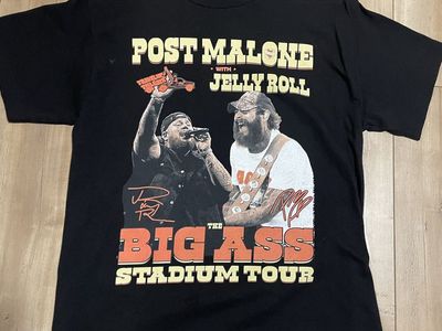 Post Malone x Jelly Roll The Big Ass Stadium Tour Black T-Shirt with Tour Dates - Size M
