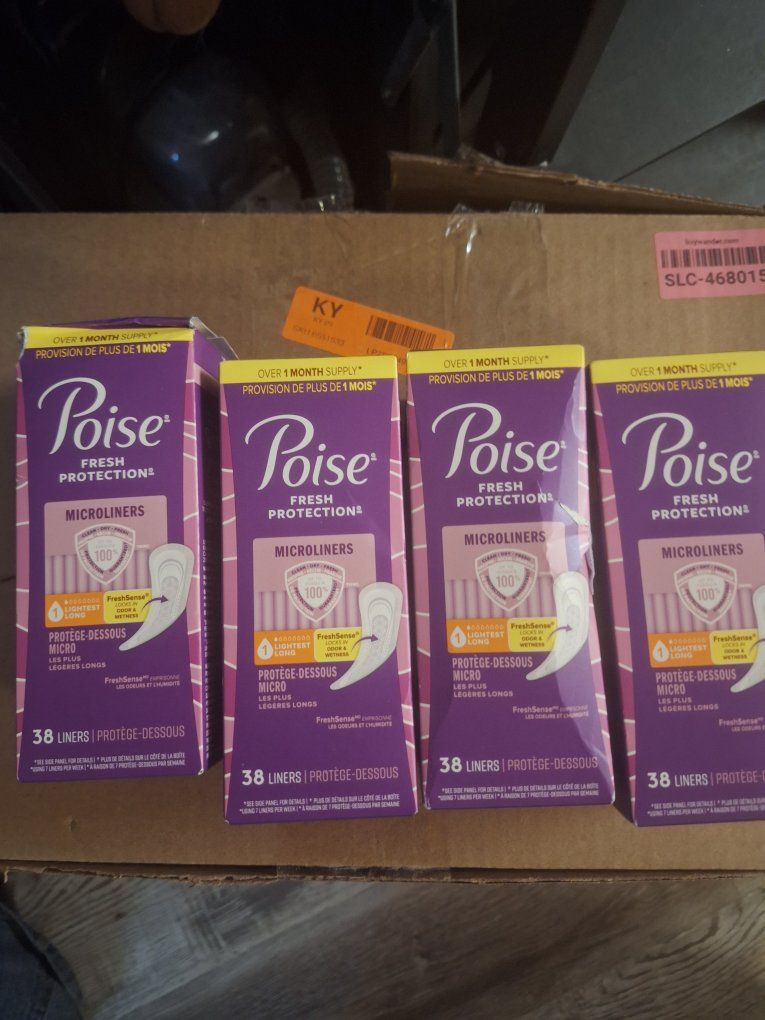 Poise Fresh Protection Microliners, Lightest Long, 38 Count - 4 Pack (Over 1 Month Supply)