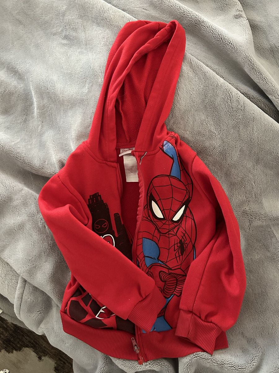 Marvel Spider-Man Red Full Zip Fleece Hoodie for Boys - Size 6 (fits like 3T)