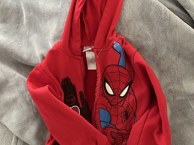 Marvel Spider-Man Red Full Zip Fleece Hoodie for Boys - Size 6 (fits like 3T)