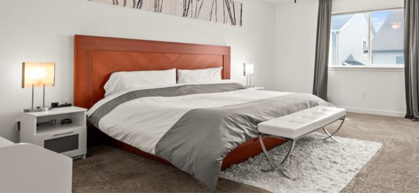 Modern platform king bed frame