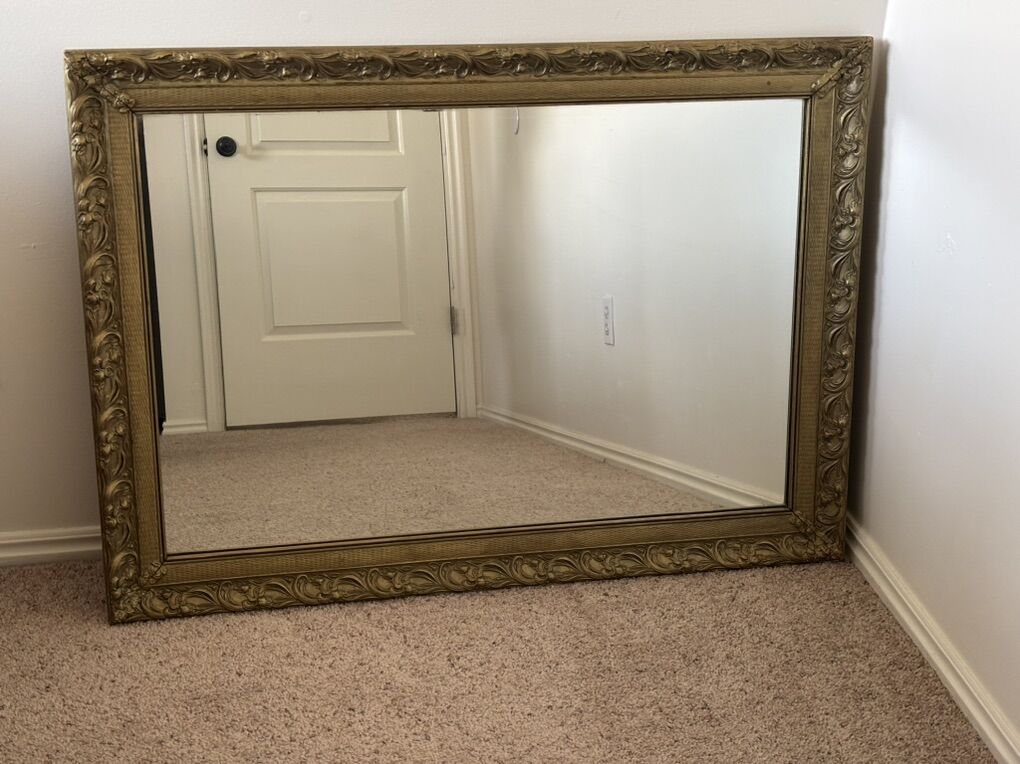 Vintage Framed Rectangle Gold Hall Bedroom Mirror