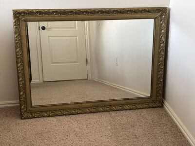 Vintage Framed Rectangle Gold Hall Bedroom Mirror