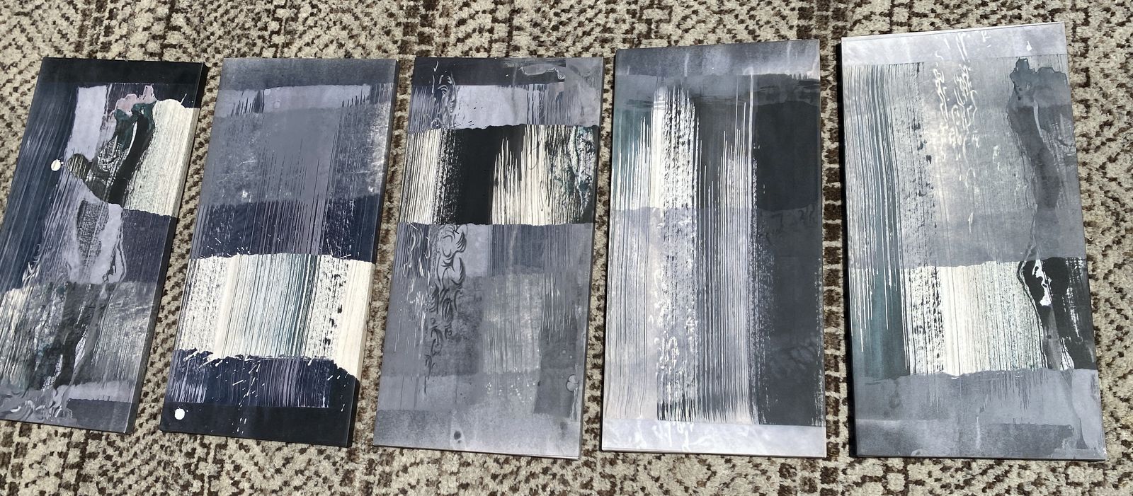 Ready2HangArt Cameron Fuller "Ground" 5-Piece Abstract Canvas Wall Art Set - Gray/White/Black