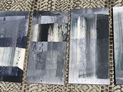 Ready2HangArt Cameron Fuller "Ground" 5-Piece Abstract Canvas Wall Art Set - Gray/White/Black